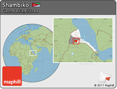 Savanna Style Location Map of Shambiko, highlighted country, highlighted parent region, within the entire country