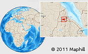 Shaded Relief Location Map of Shambiko