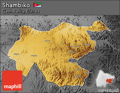 Physical Map of Shambiko, darken, desaturated
