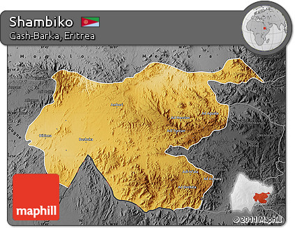 Physical Map of Shambiko, darken, desaturated