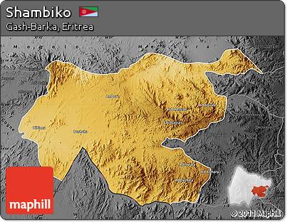 Physical Map of Shambiko, darken, desaturated