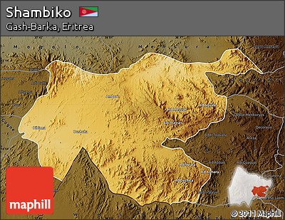 Physical Map of Shambiko, darken