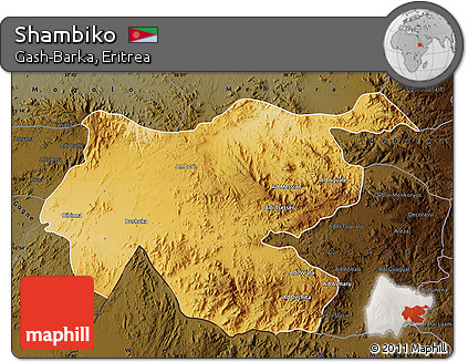 Physical Map of Shambiko, darken