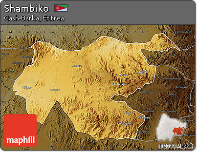 Physical Map of Shambiko, darken