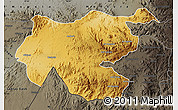 Physical Map of Shambiko, darken, semi-desaturated