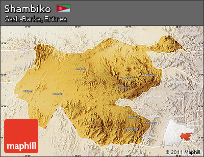 Physical Map of Shambiko, lighten