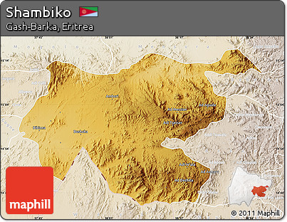 Physical Map of Shambiko, lighten