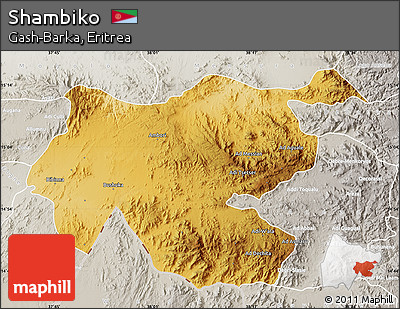 Physical Map of Shambiko, lighten, semi-desaturated