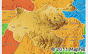 Physical Map of Shambiko, political outside