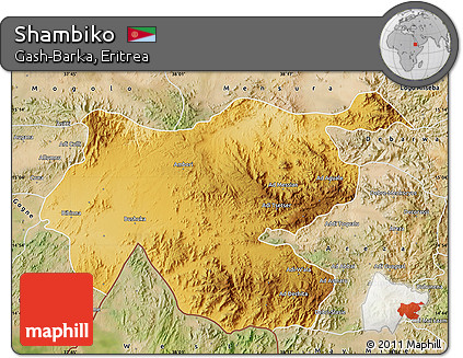 Physical Map of Shambiko, satellite outside