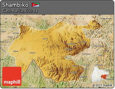 Physical Map of Shambiko, satellite outside