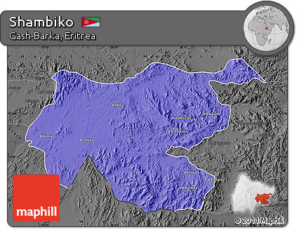 Political Map of Shambiko, darken, desaturated