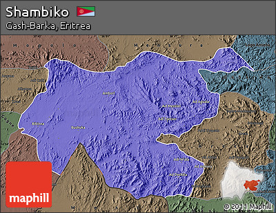 Political Map of Shambiko, darken, semi-desaturated
