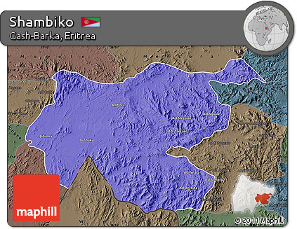 Political Map of Shambiko, darken, semi-desaturated