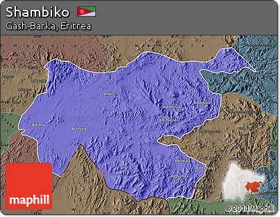Political Map of Shambiko, darken, semi-desaturated