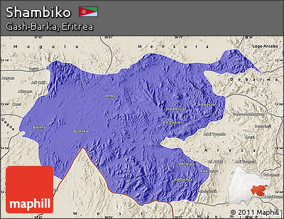 Political Map of Shambiko, shaded relief outside