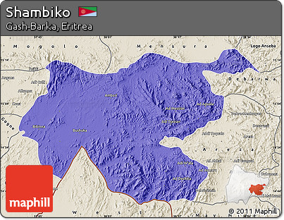 Political Map of Shambiko, shaded relief outside