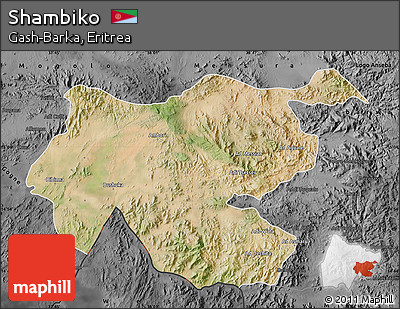 Satellite Map of Shambiko, darken, desaturated