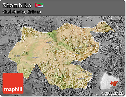 Satellite Map of Shambiko, darken, desaturated