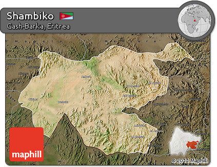 Satellite Map of Shambiko, darken