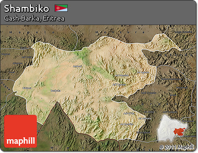 Satellite Map of Shambiko, darken