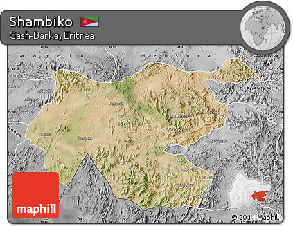 Satellite Map of Shambiko, desaturated