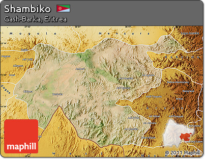 Satellite Map of Shambiko, physical outside