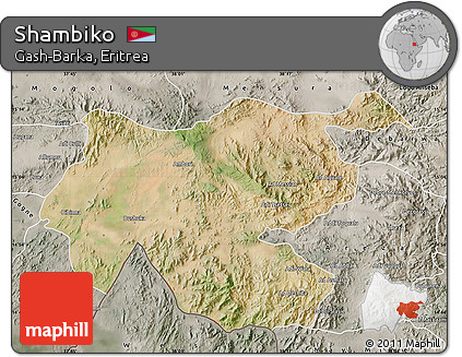 Satellite Map of Shambiko, semi-desaturated