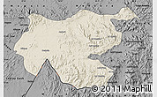 Shaded Relief Map of Shambiko, darken, desaturated