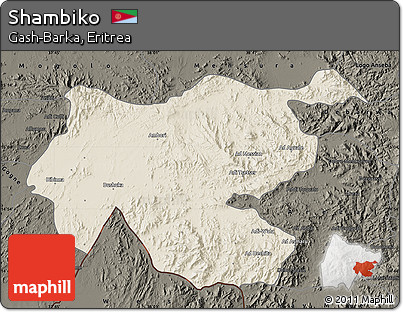 Shaded Relief Map of Shambiko, darken