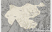 Shaded Relief Map of Shambiko, darken, semi-desaturated