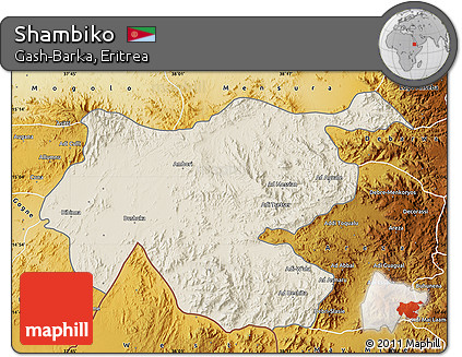 Shaded Relief Map of Shambiko, physical outside