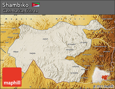 Shaded Relief Map of Shambiko, physical outside