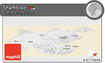 Classic Style Panoramic Map of Shambiko, single color outside
