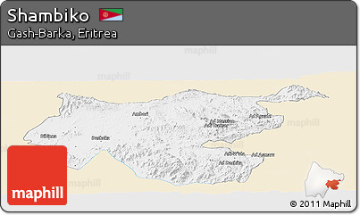 Classic Style Panoramic Map of Shambiko, single color outside
