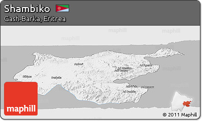 Gray Panoramic Map of Shambiko, single color outside