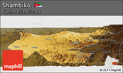 Physical Panoramic Map of Shambiko, darken