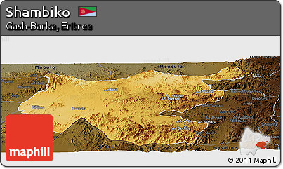 Physical Panoramic Map of Shambiko, darken