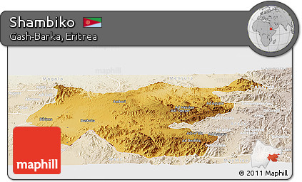 Physical Panoramic Map of Shambiko, lighten