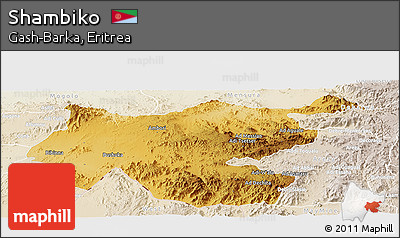 Physical Panoramic Map of Shambiko, lighten