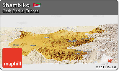 Physical Panoramic Map of Shambiko, lighten