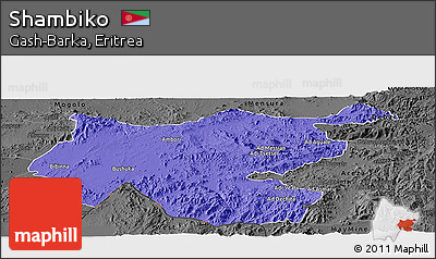 Political Panoramic Map of Shambiko, darken, desaturated