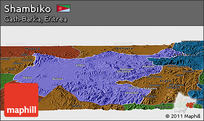 Political Panoramic Map of Shambiko, darken