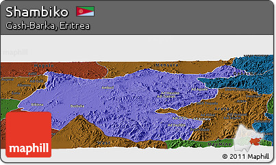 Political Panoramic Map of Shambiko, darken