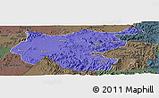 Political Panoramic Map of Shambiko, darken, semi-desaturated