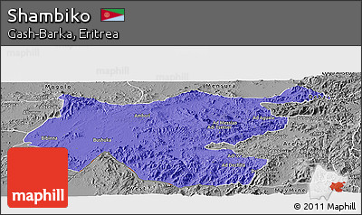Political Panoramic Map of Shambiko, desaturated