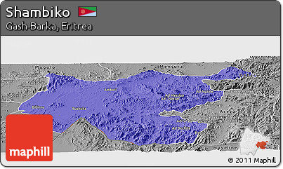Political Panoramic Map of Shambiko, desaturated