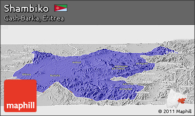 Political Panoramic Map of Shambiko, lighten, desaturated