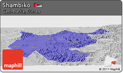 Political Panoramic Map of Shambiko, lighten, desaturated