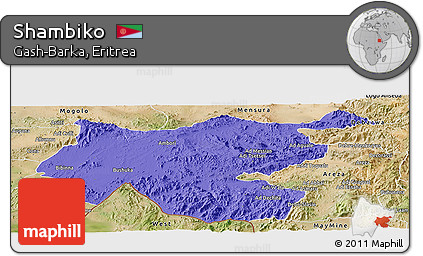 Political Panoramic Map of Shambiko, satellite outside